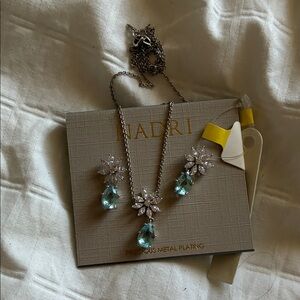 Nadri Silver Necklace with Blue and Clear Crystals